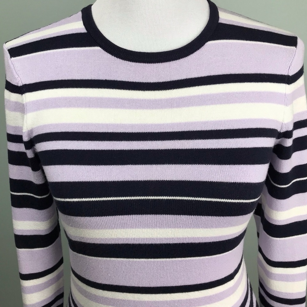 Michael Kors Purple Blue White Striped Sweater - Picture 6 of 6